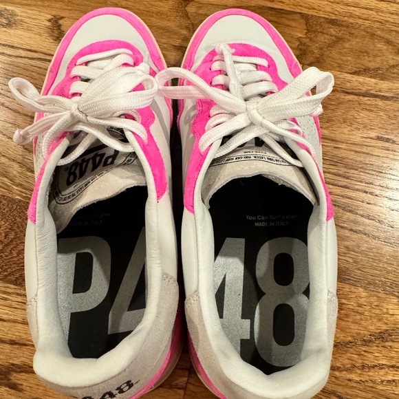 P448 Women's White and Pink Sneakers - Picture 4 of 6